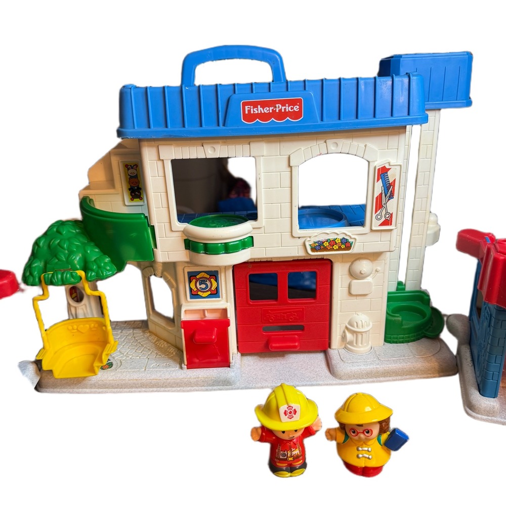 Fisher Price Little People Main Street Town Playset Restaurant Car Wash Figures - Picture 3 of 11